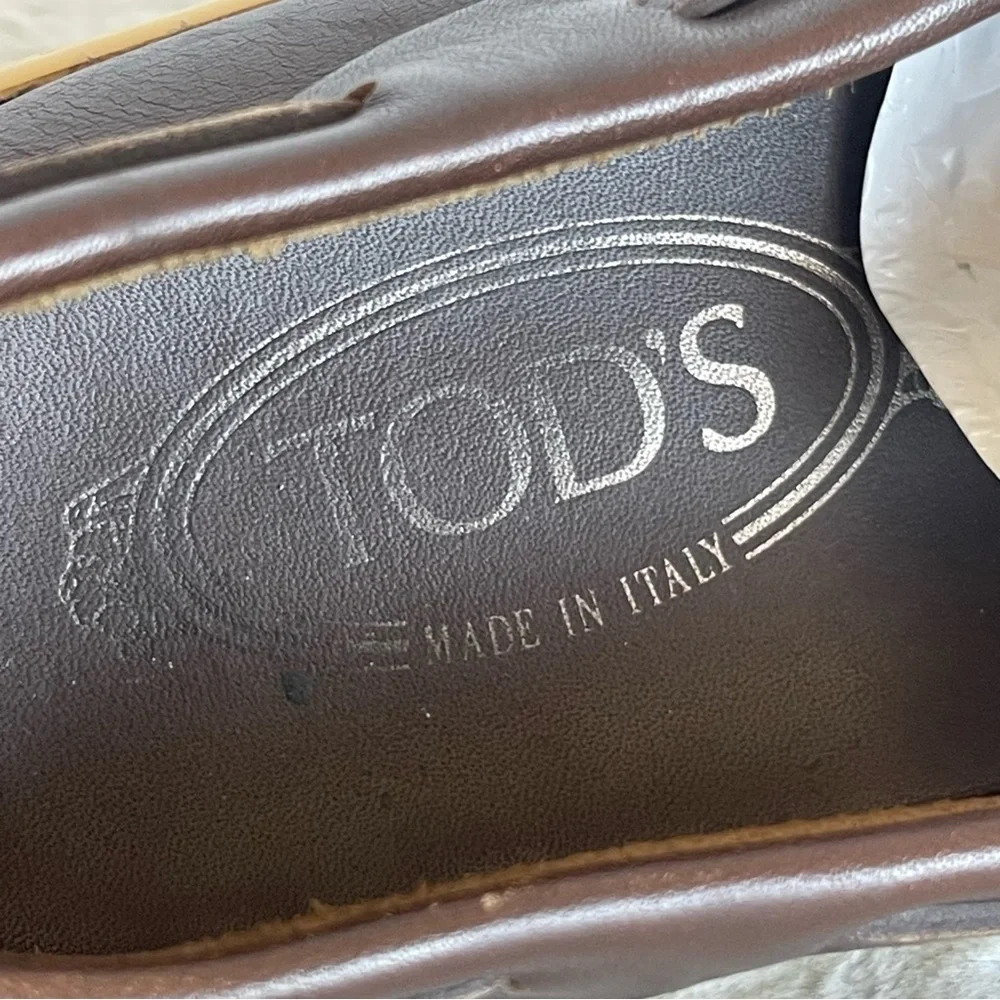 Tod's Dark Brown Leather Boat Shoes Men size 8.5